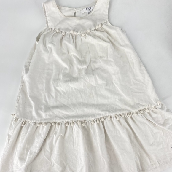 Pre own Guess Kids White Sleeveless Dress Size 6X 100% Cotton  Pom Pom Details - Picture 1 of 6